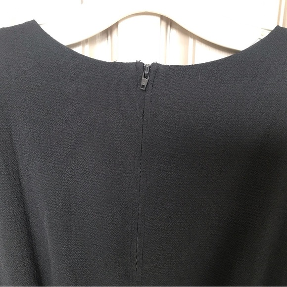 Unbranded Crepe Dress Black Wide Sleeve Flare Skirt Zip Back Sz12 - Picture 6 of 10